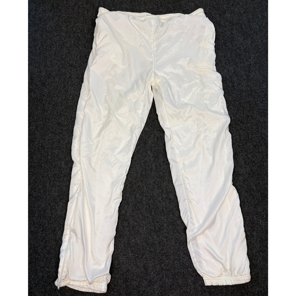 Vintage Reebok White Nylon Track Pants Joggers Baggy Windbreaker Mens Large